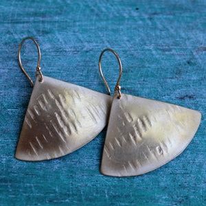 Brass Falling Leaves Earrings and Necklace Set